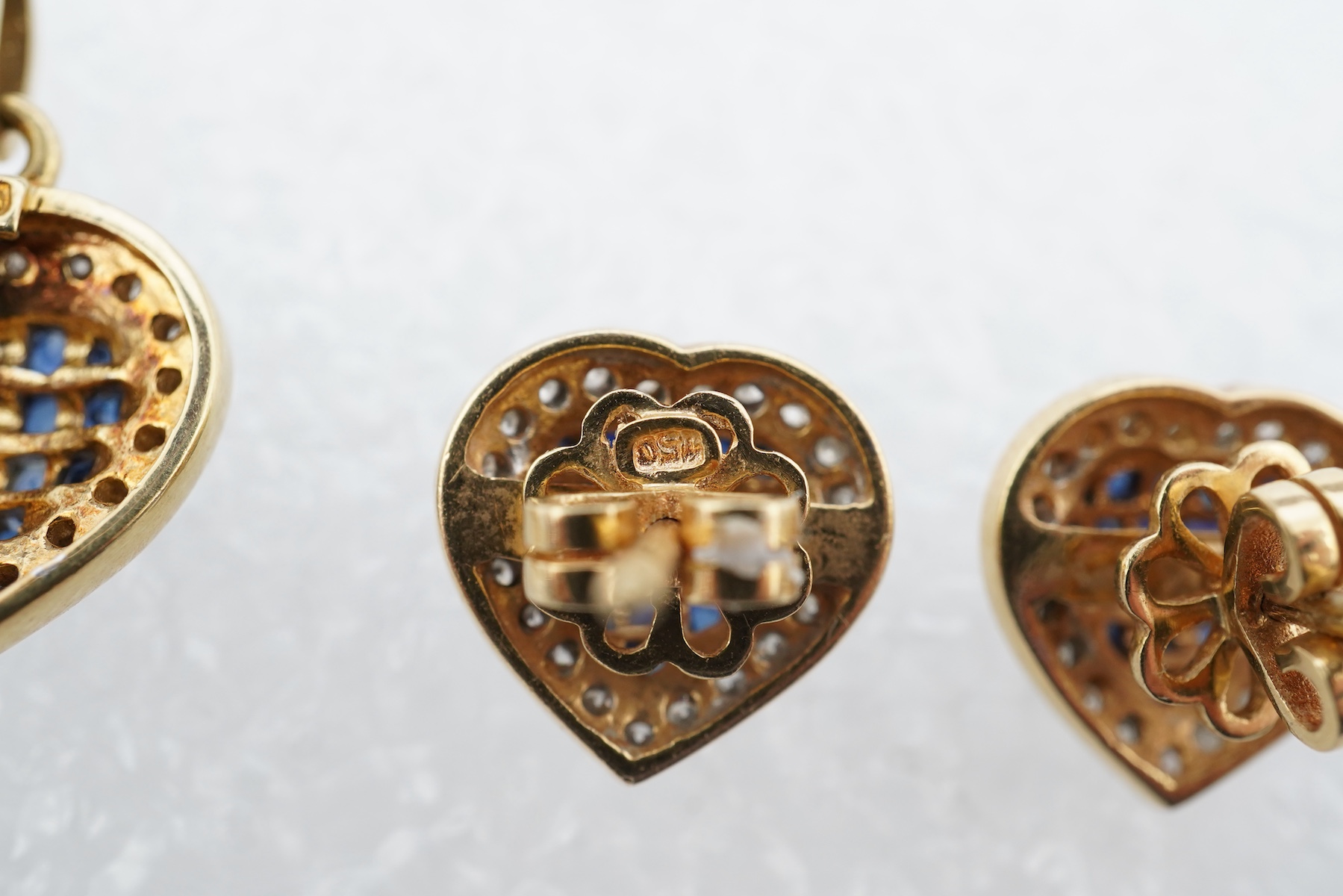 A sapphire and diamond demi-parure